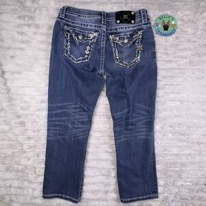 Miss Me Jeans 27 Boyfriend Capri Rhinestone Bling Flap Pocket JB5501P2 Y2K 30x25